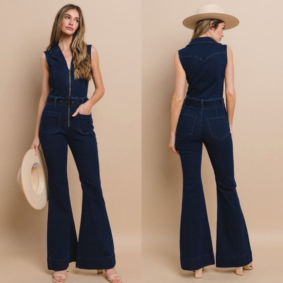 *24 HOUR SALE* Saturday Night Sleeveless Denim Jumpsuit - Picture 5 of 9